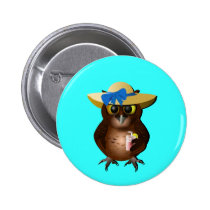 Summer Owl With Hat & Drink buttons