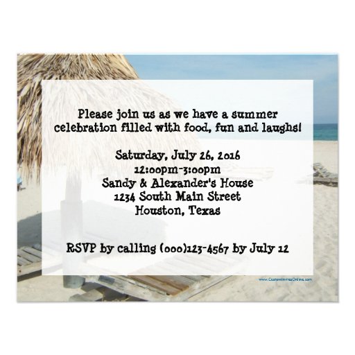 Summer Party Invitation, Beach Cabana