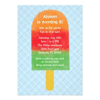 Summer Party Popsicle Birthday Invitation