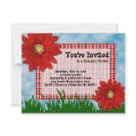 Summer Picnic Cookout Invitation, Bright Red Daisy