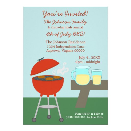 Summer Picnic Fourth of July Invite