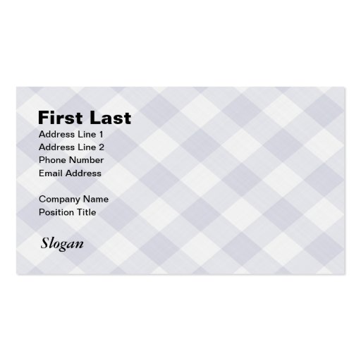 Summer Picnic Gingham Checkered Tablecloth: Blue Business Cards (front side)