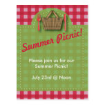 Summer Picnic Gingham Postcard postcards