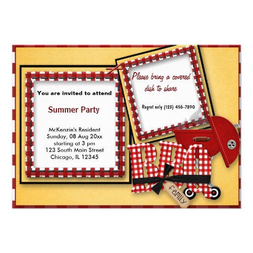 Summer Picnic Personalized Invitations (front side)