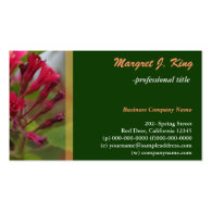 Summer pink garden flowers green business card. business card