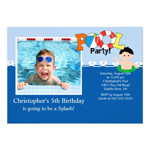 Summer POOL Party PHOTO Birthday Invitation (front side)