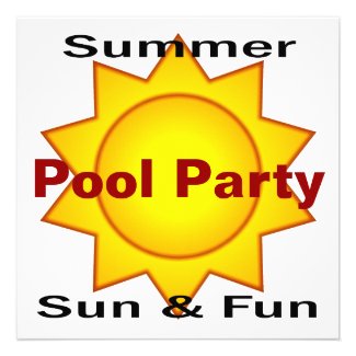 Summer Pool Party Sun and Fun Personalized Announcement