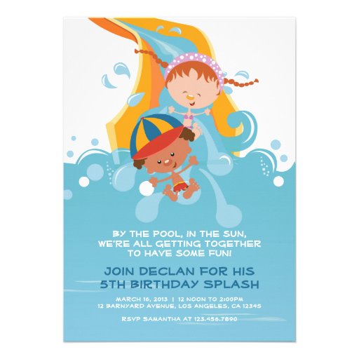 Summer Pool / Water Park Birthday Party Invitation