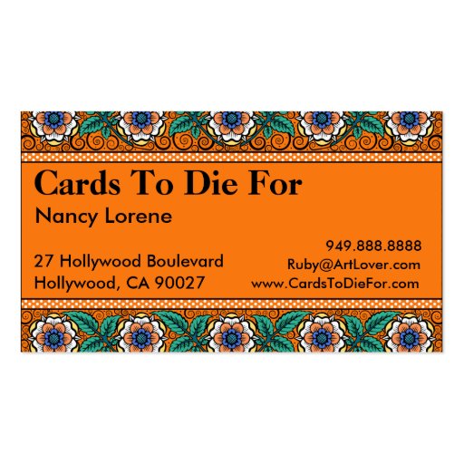 Summer Primrose in Orange - Business Cards (front side)