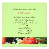summer red flowers bridal shower invitations