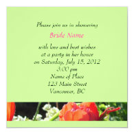 summer red flowers bridal shower invitations invites