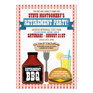 Summer Retirement Barbeque Party Invitations