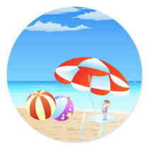 Summer Seaside Round Stickers
