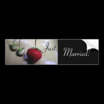 Summer Strawberry Wedding Bumper Sticker bumper stickers by ArtByLindaLou Summer Strawberry Wedding Bumper Sticker bumper stickers