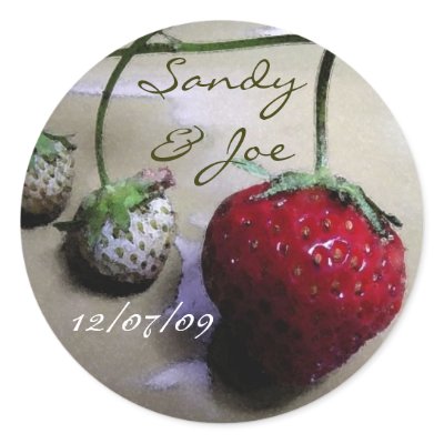 Summer Strawberry Wedding Sticker by ArtByLindaLou