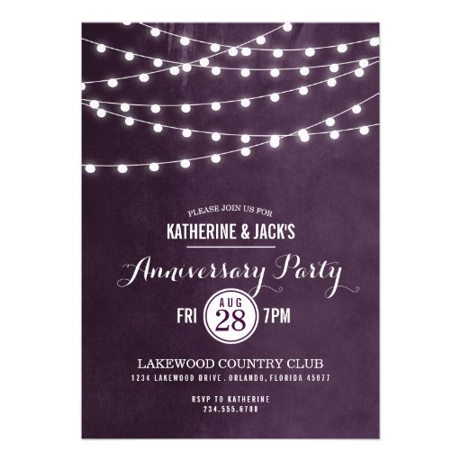 Summer String Lights Anniversary Party Invitation