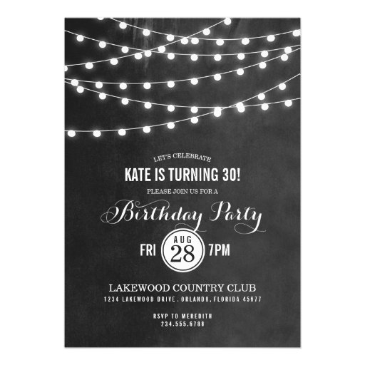 Summer String Lights Birthday Party Invitation