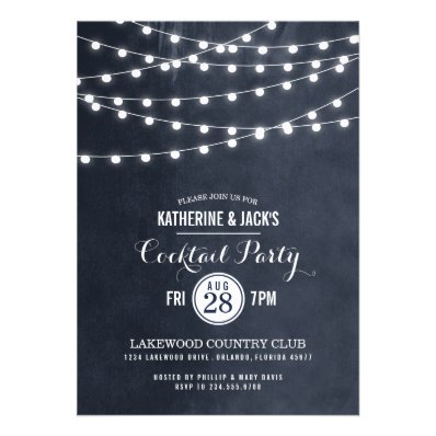 Summer String Lights Cocktail Party Personalized Invites