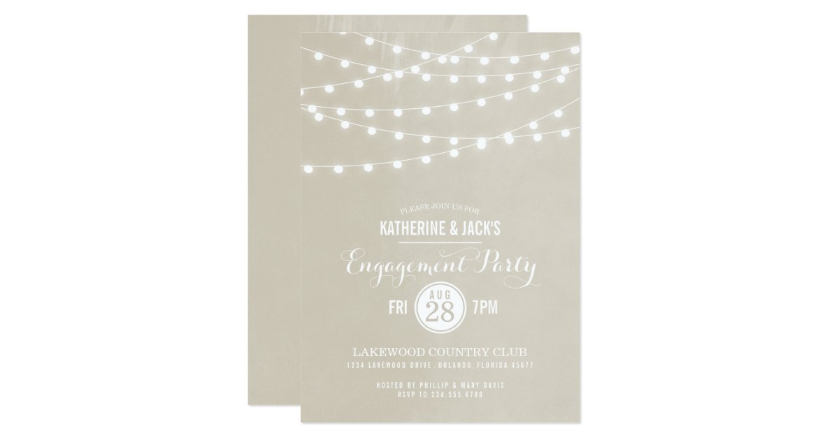 Summer String Lights Engagement Party Invitation Zazzle