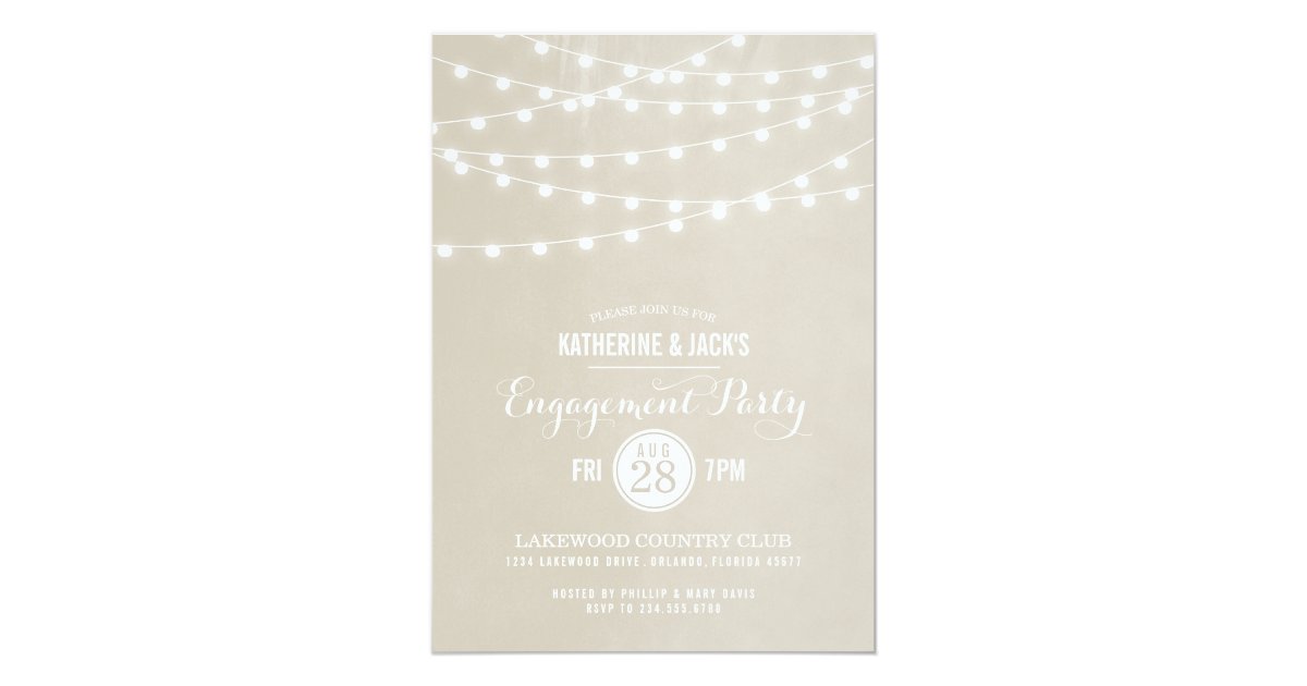 Summer String Lights Engagement Party Invitation Zazzle