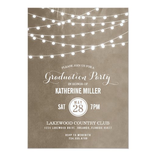 Summer String Lights Graduation Party Personalized Invitation (front side)