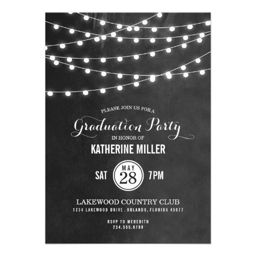 Summer String Lights Graduation Party Custom Invite