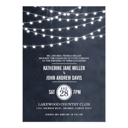 Summer String Lights Wedding Invitation