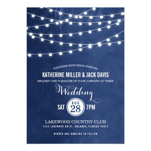 Summer String Lights Wedding Invitation (front side)