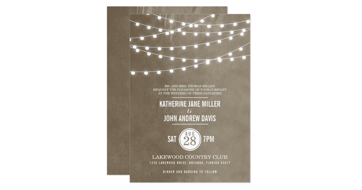 Summer String Lights Wedding Invitation Zazzle