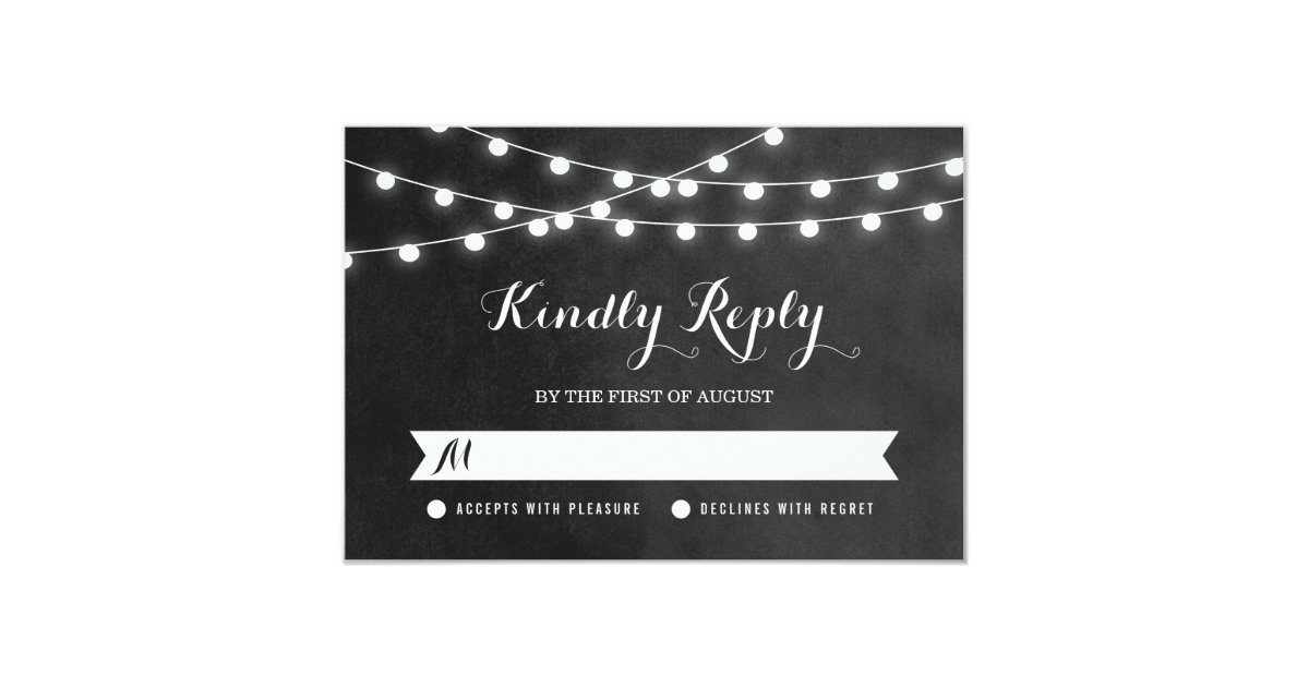 Summer String Lights Wedding RSVP Card Zazzle