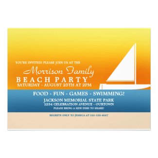 Summer Sun Beach Party Invitations
