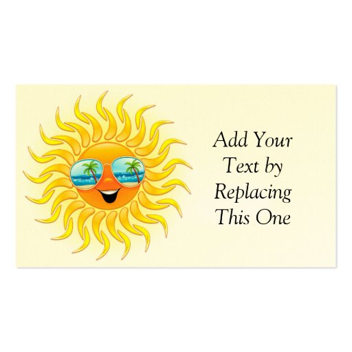 Summer Sun Cartoon with Sunglasses business card (front side)