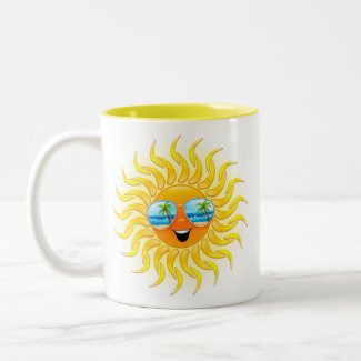 Summer Sun Cartoon with Sunglasses mug