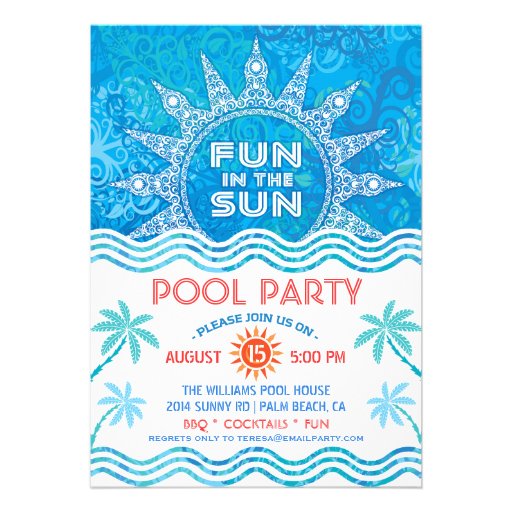 Summer Sun Party Invitation (front side)
