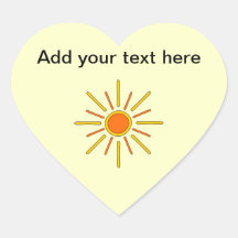 Summer sun. Yellow and orange. Heart Sticker
