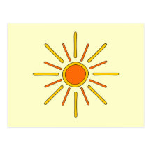 Summer sun. Yellow and orange. Postcard