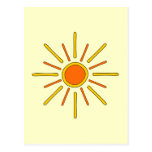 Summer sun. Yellow and orange. Postcard