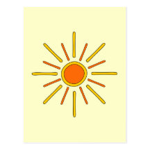 Summer sun. Yellow and orange. Postcard