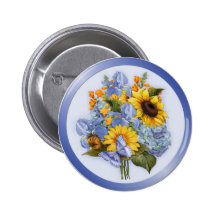 Summer Sunflower Bouquet Buttons