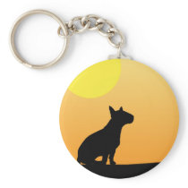 Summer Sunset Bull Terrier Keychain