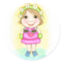 Summer Swim Girl Stickers by jamiecreates1 Summer Swim Girl Stickers