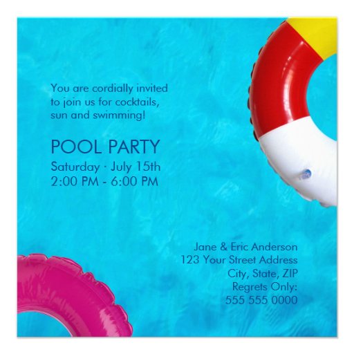 Summer Swimming Pool Party invitation