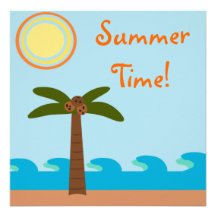 Summer Time Island BBQ Party Invitations