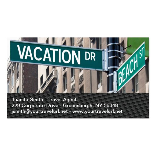 Summer Vacation Beach Street Signs Business Card Templates (front side)