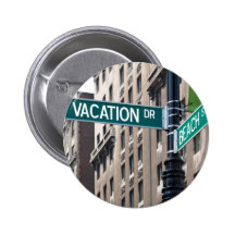 Summer Vacation Beach Street Signs Buttons