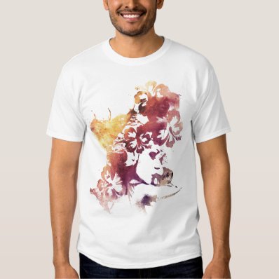 Summer Vintage Girl and Flowers Tee Shirt