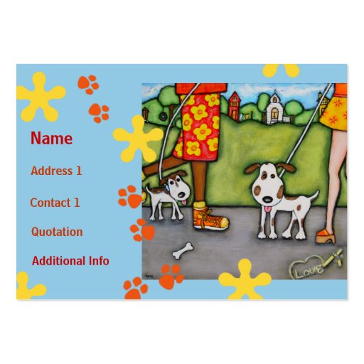 Summer Walk With Dogs and Cats Business Card (front side)