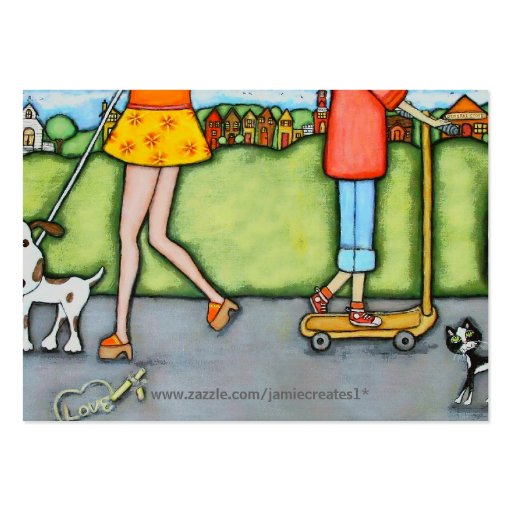 Summer Walk With Dogs and Cats Business Card (back side)
