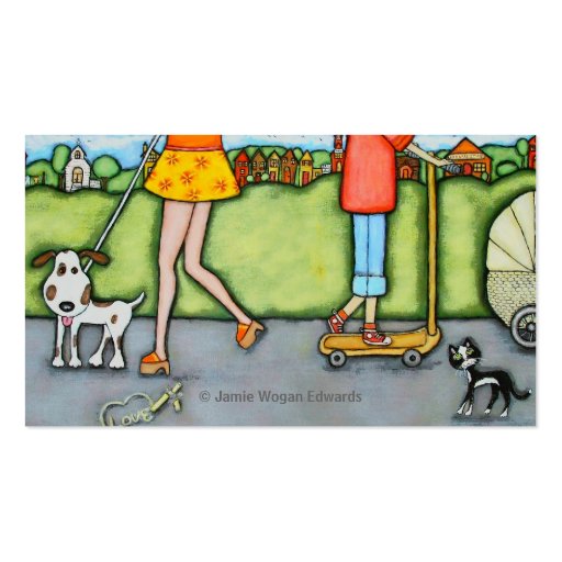 Summer Walk With Dogs and Cats Business Cards (back side)