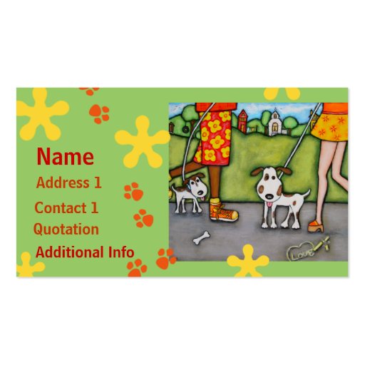 Summer Walk With Dogs and Cats Business Cards (front side)